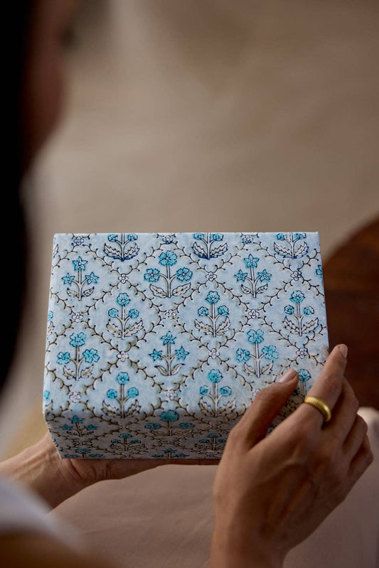 Floral Lattice Blue Opal - Wrapping Paper