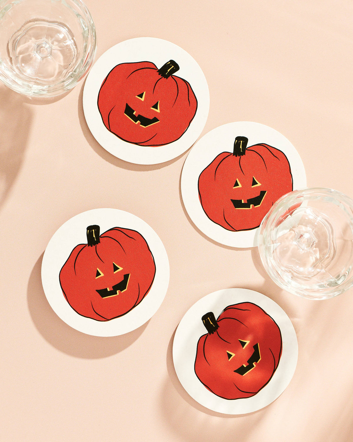 Jack-o'-Lantern Pumpkin Halloween Coasters - Set of 4
