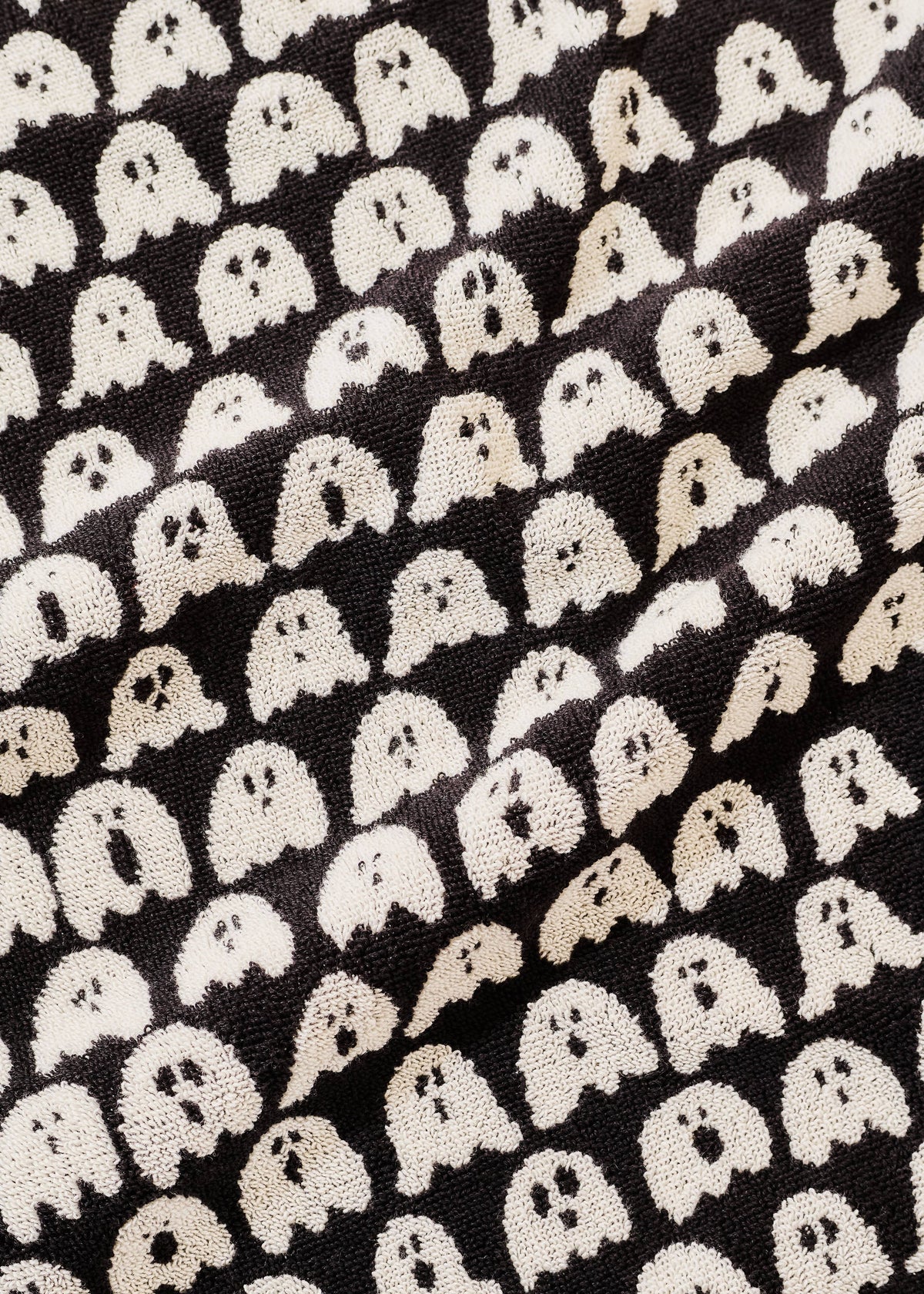 Ghost Spooky Cute Black and White Terry Cloth Hand Towel
