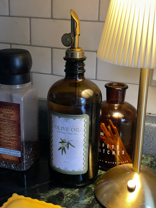 Glass Dispenser Amber Olive Oil Refillable Bottle
