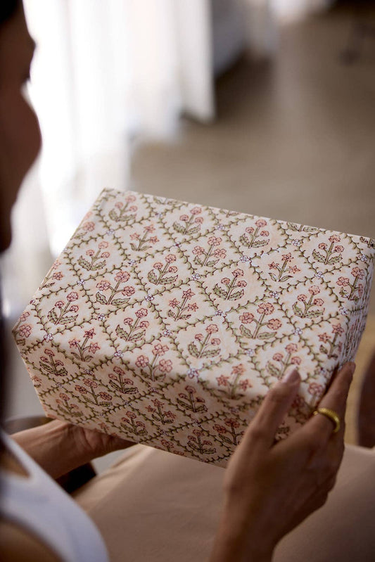 Floral Lattice Terracotta Wrapping Paper
