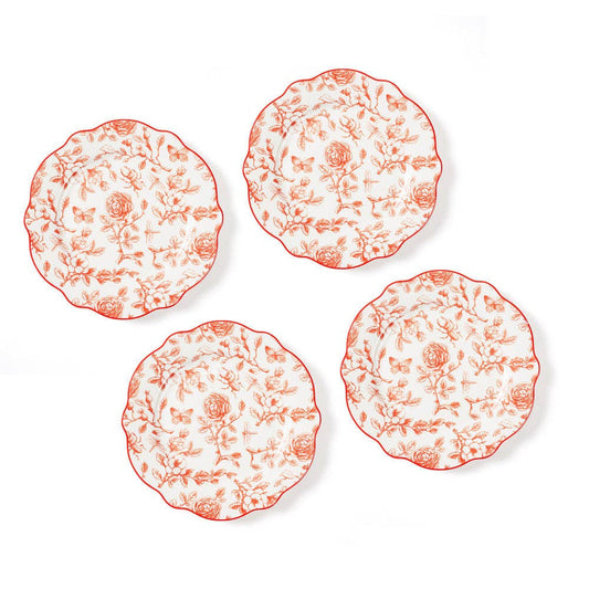 Rose Garden Salad Plates | Red and White