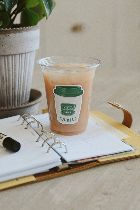 Coffee Shop Tourist Vinyl Sticker