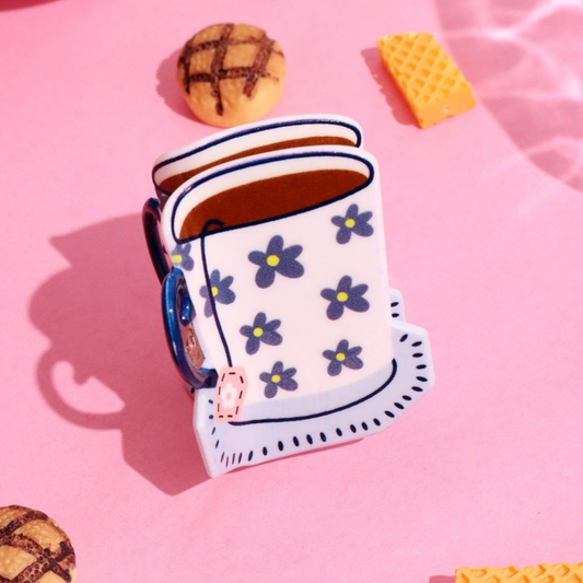 Floral Tea Cup Hair Claw Clip