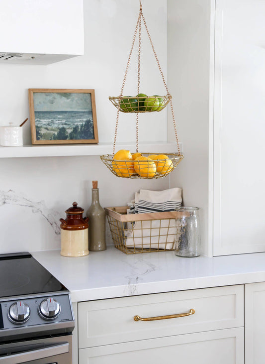 Gold Wire Hanging Basket