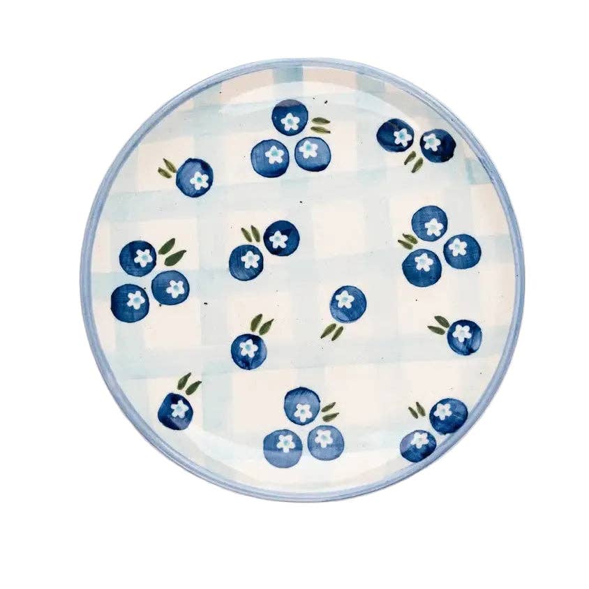 Blueberry Gingham Dessert Plate