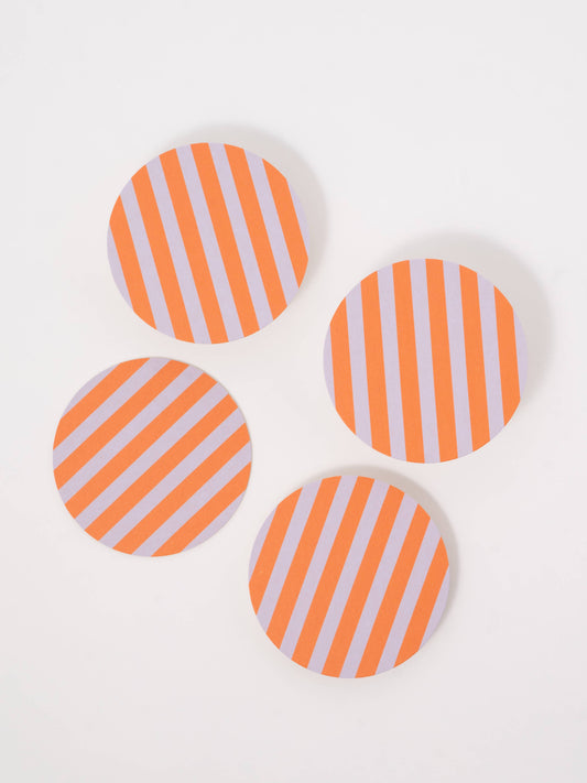 Ultra Violet and Orange Striped Coasters