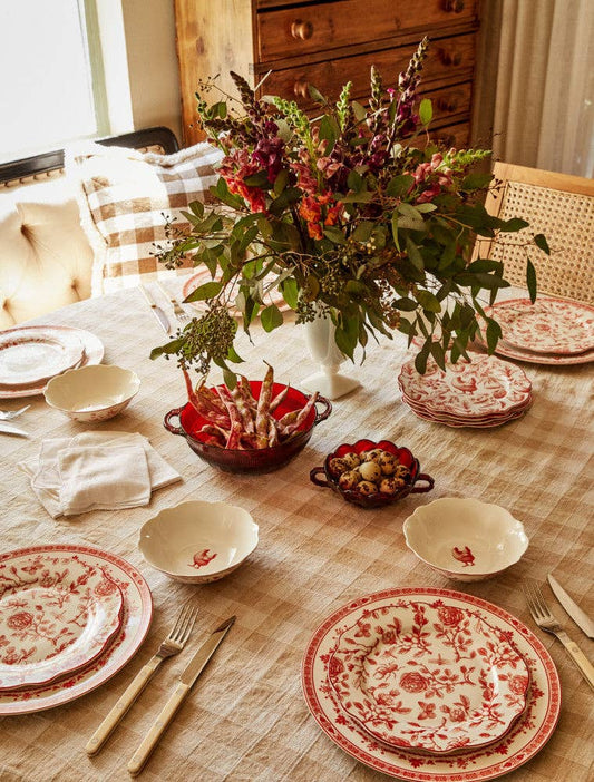 Rose Garden Salad Plates | Red and White