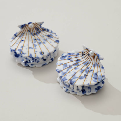 Coastal Blue Pearl Seashell Claw Clip - Medium