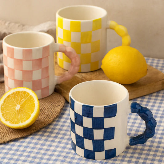 Pink Checkered Mug