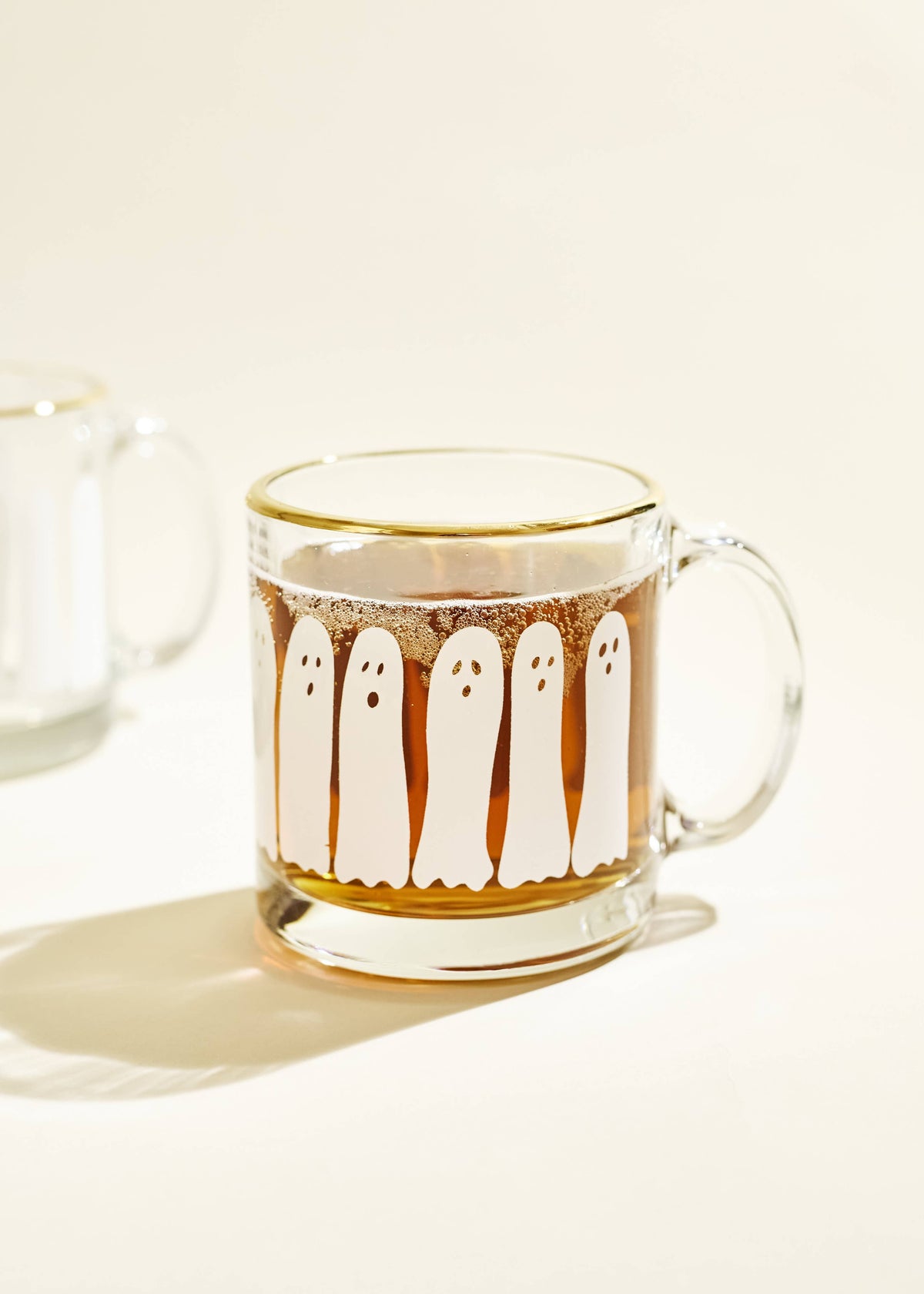 Boo Ghost Gold Rimmed Glass Coffee Mug