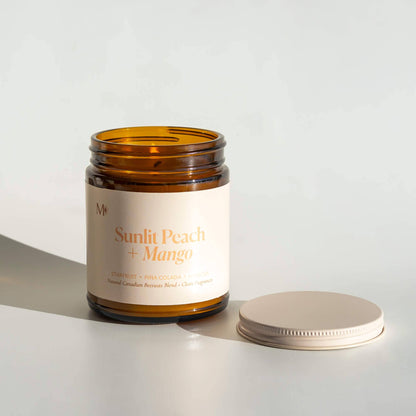 Sunlit Peach + Mango 9oz Beeswax Candle