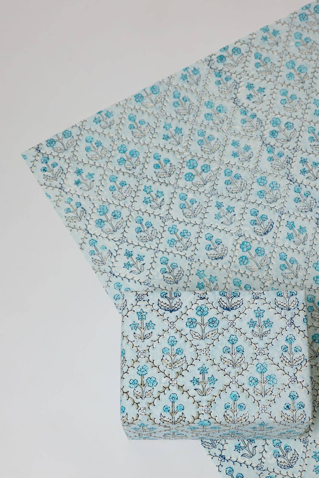 Floral Lattice Blue Opal - Wrapping Paper