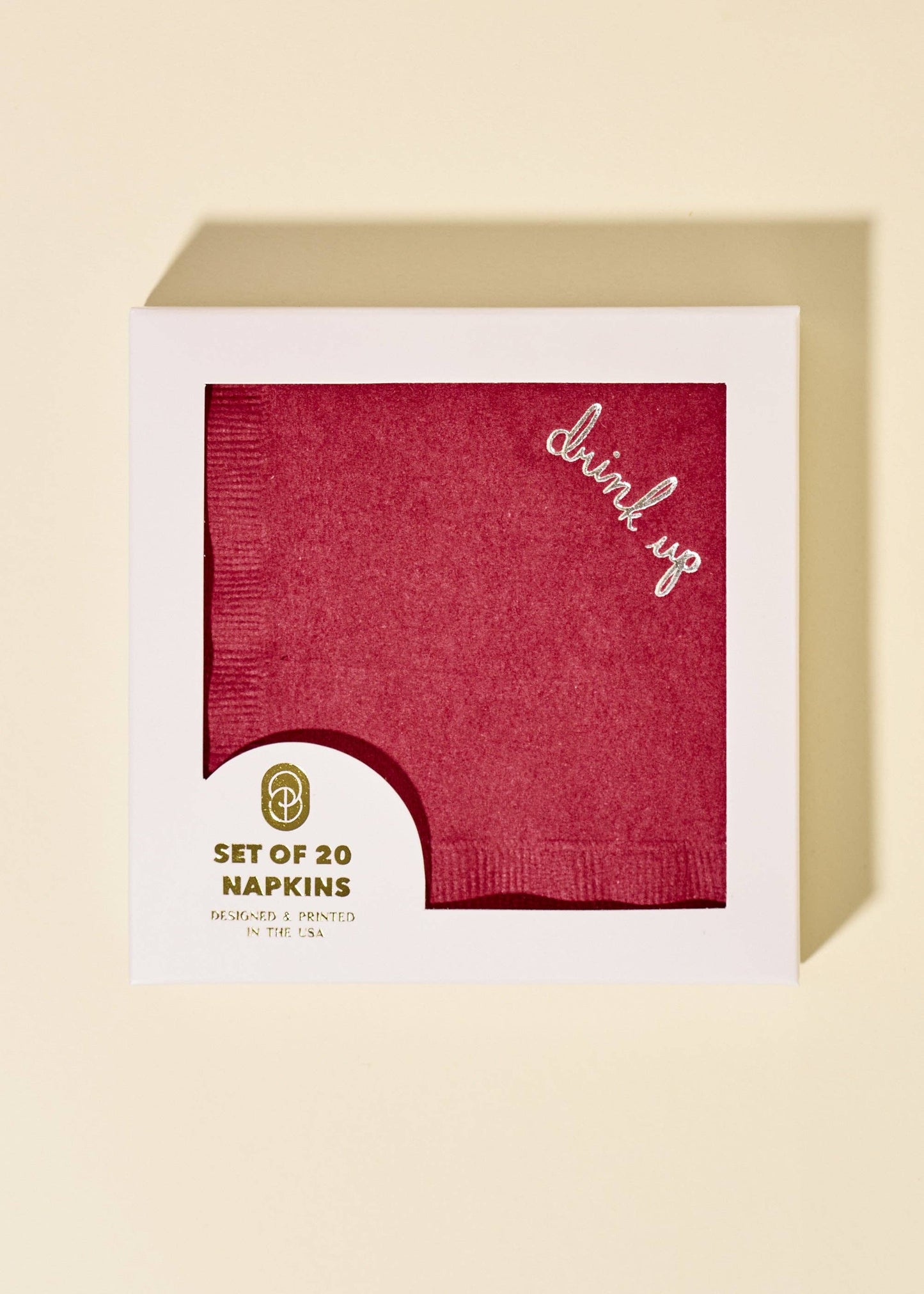 Burgundy "Drink Up" Beverage Napkins