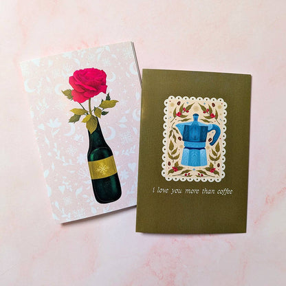 I Love You More Than Coffee Mini Greeting Card