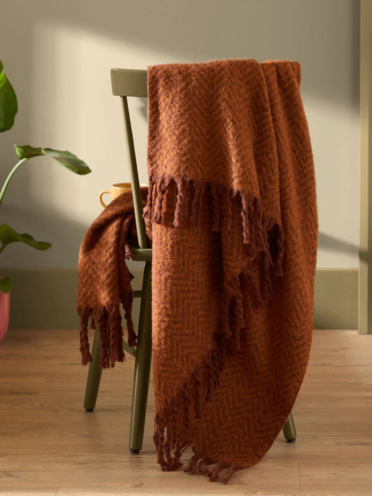 Furn Cinnamon Tweedie Brushed Herringbone 130X180cm Throw