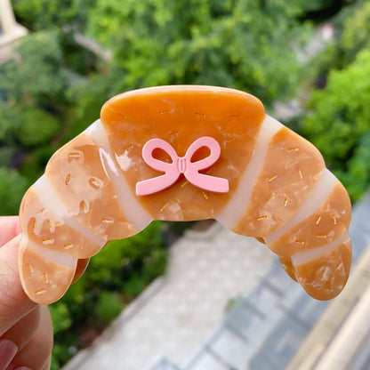 Red Bow Croissant Hair Clip