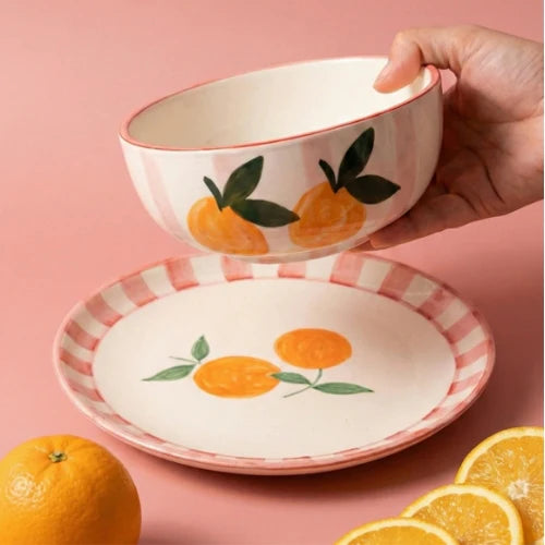 Orange Striped Snack Plate