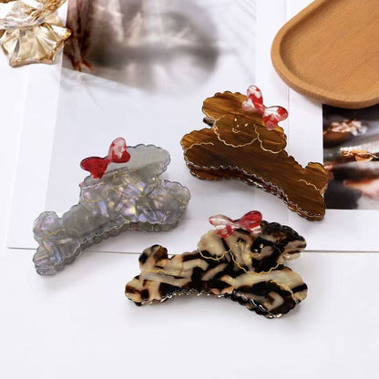 Bow Poodle Acetate Hair Claw Clip