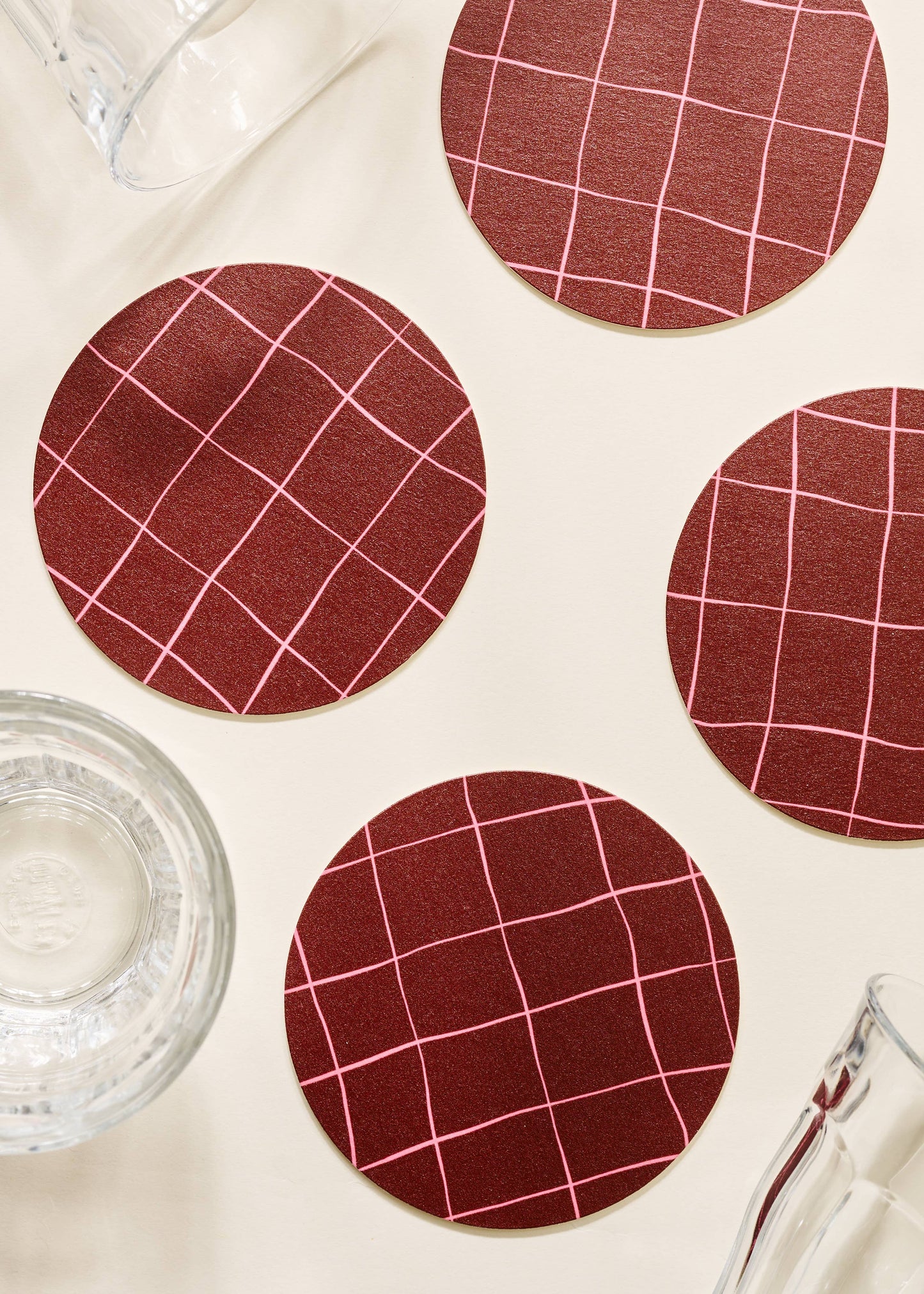 Burgundy Plaid Coasters