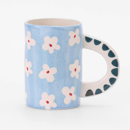 Hand-painted Blue Floral Mug