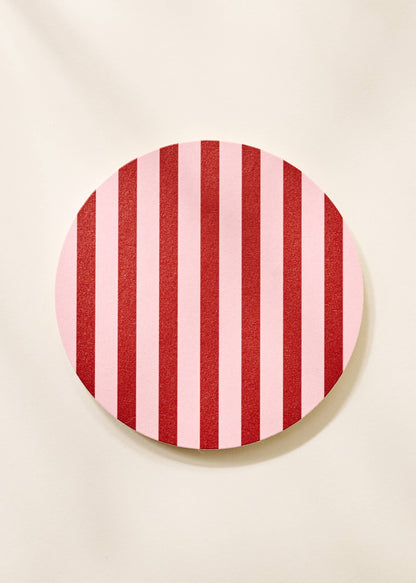 Pink and Maroon Striped Coasters