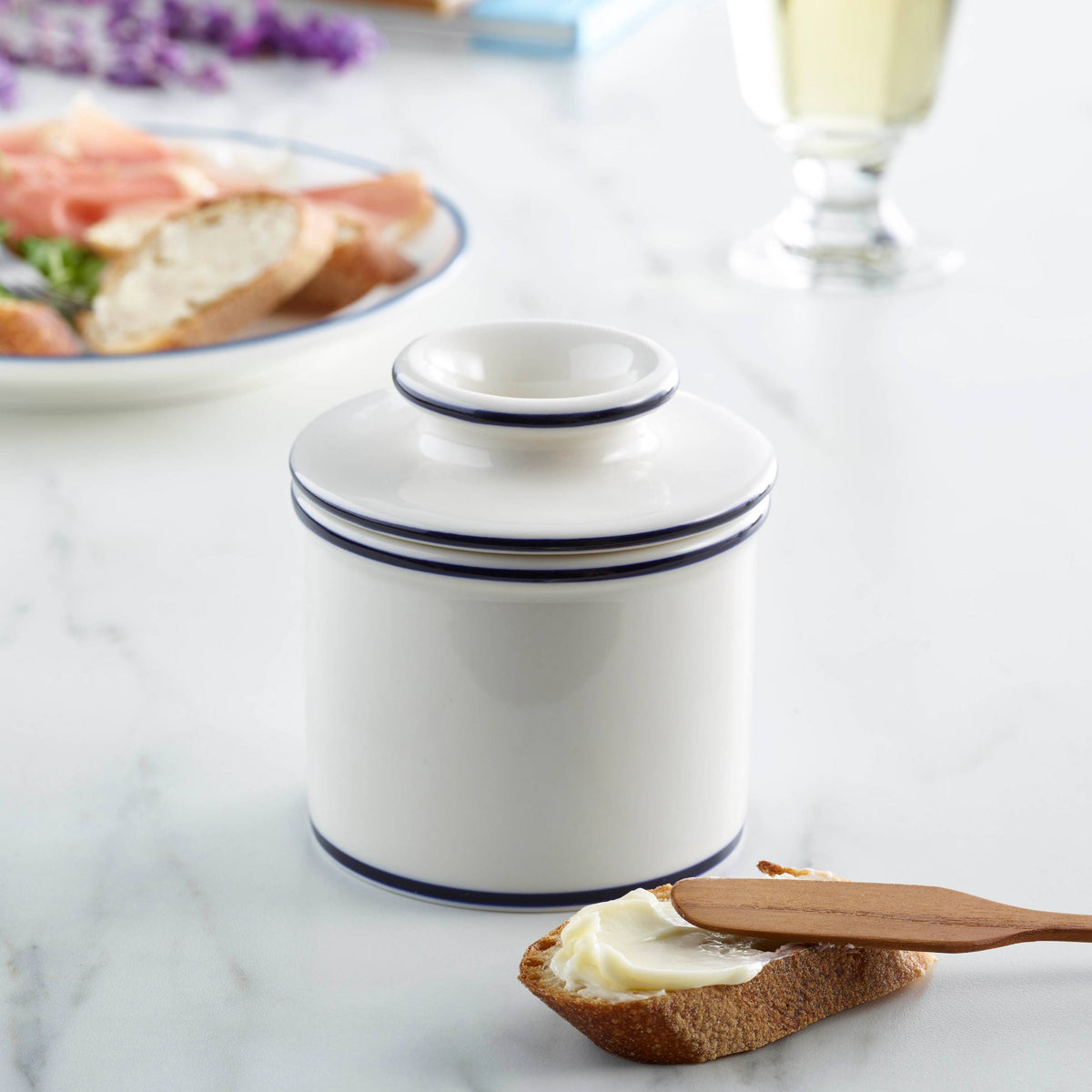 Le Bistro Blue Trim - The Original Butter Bell® Crock