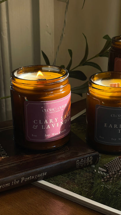 8oz Clary Sage and Lavender Scented Candle