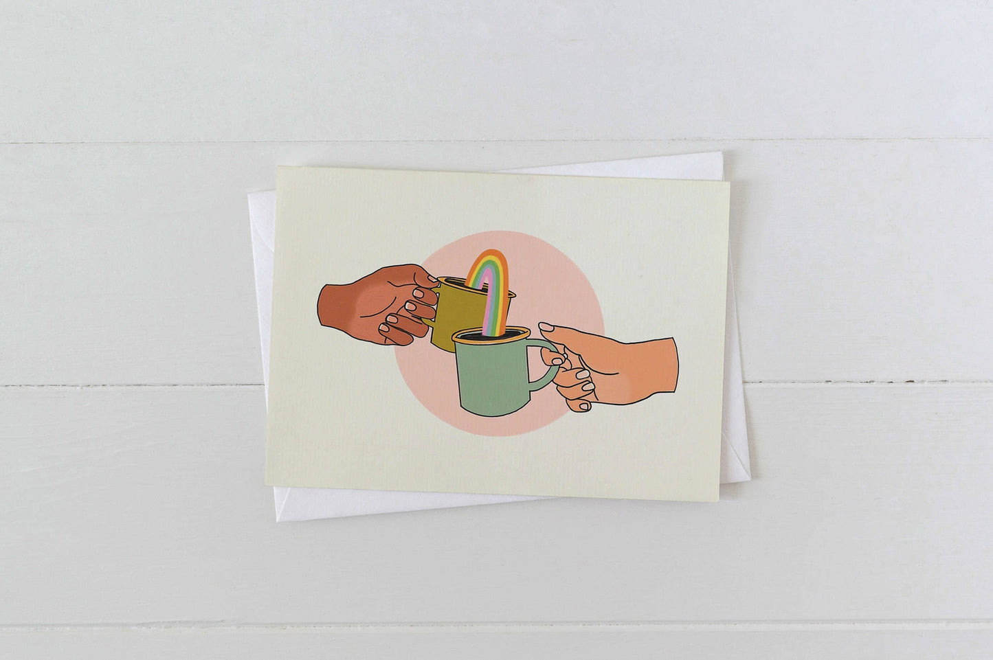 Coffee Cheers Rainbow Celebration Greeting Card