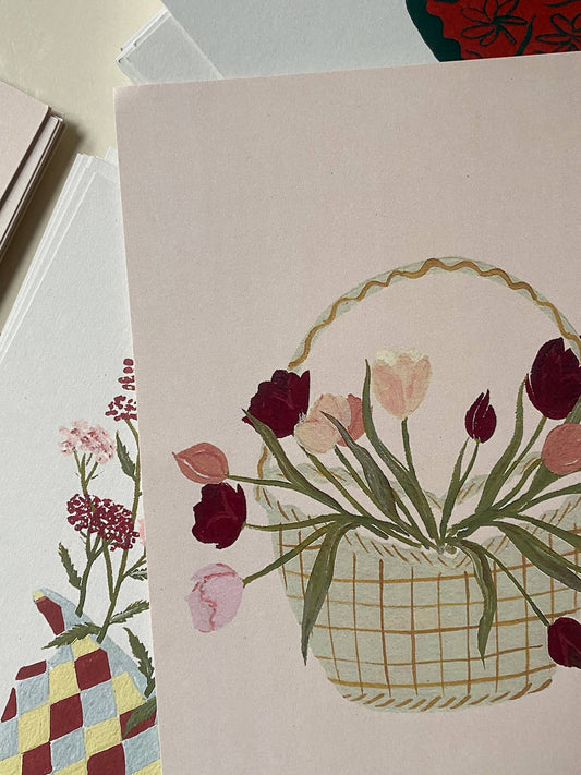 Basket of Tulips | Art Print