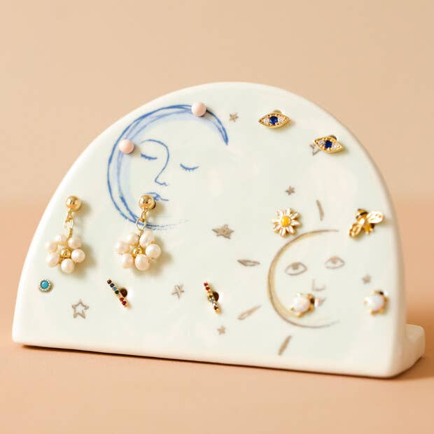 Sun And Moon Ceramic Earring Holder
