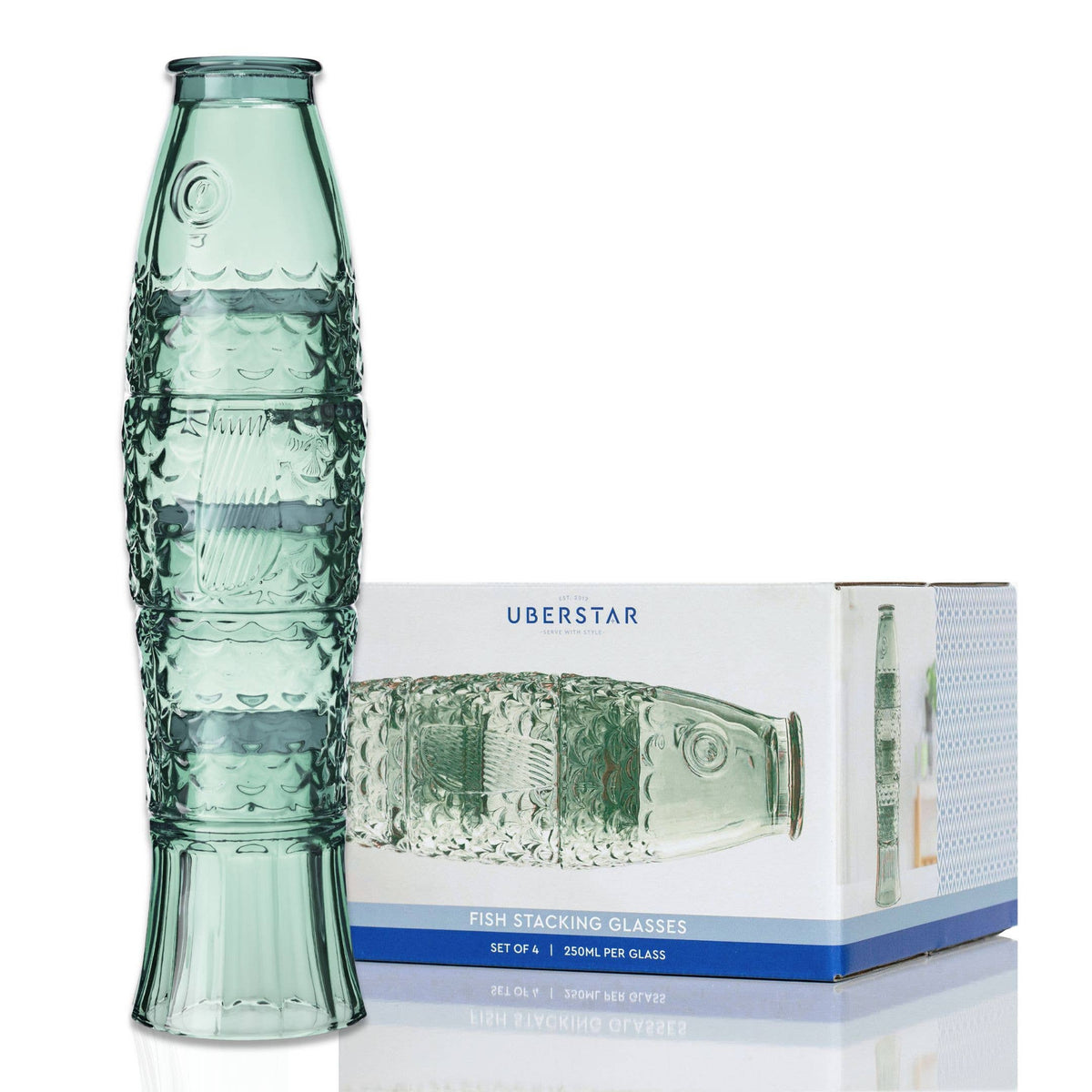 Fish Stacking Drinking Glass | Green