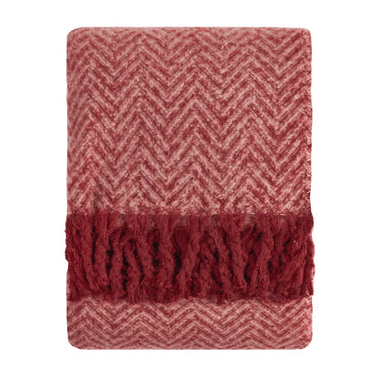 Furn Burgundy Tweedie Brushed Herringbone 130X180cm Throw
