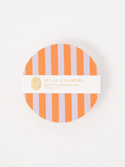 Ultra Violet and Orange Striped Coasters