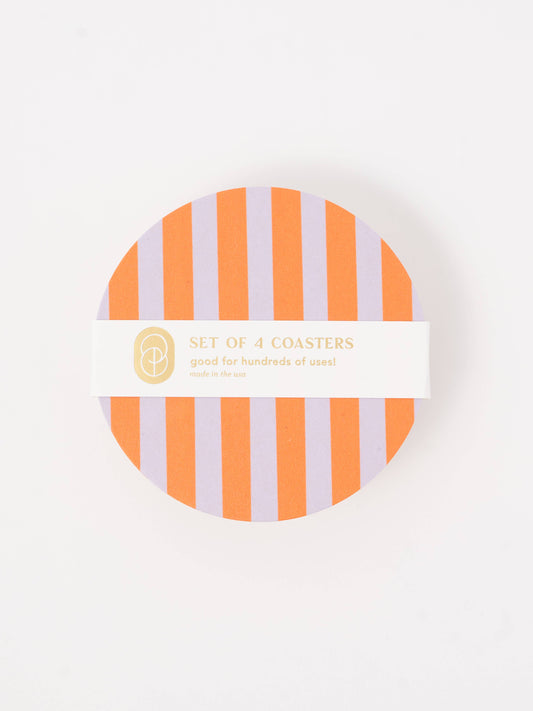 Ultra Violet and Orange Striped Coasters