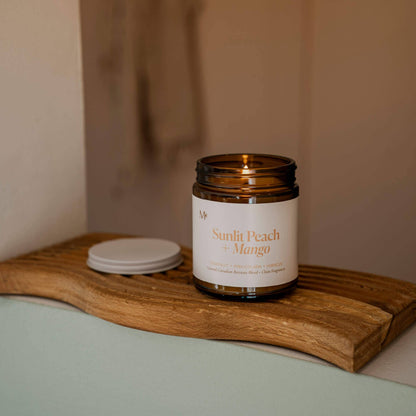 Sunlit Peach + Mango 9oz Beeswax Candle