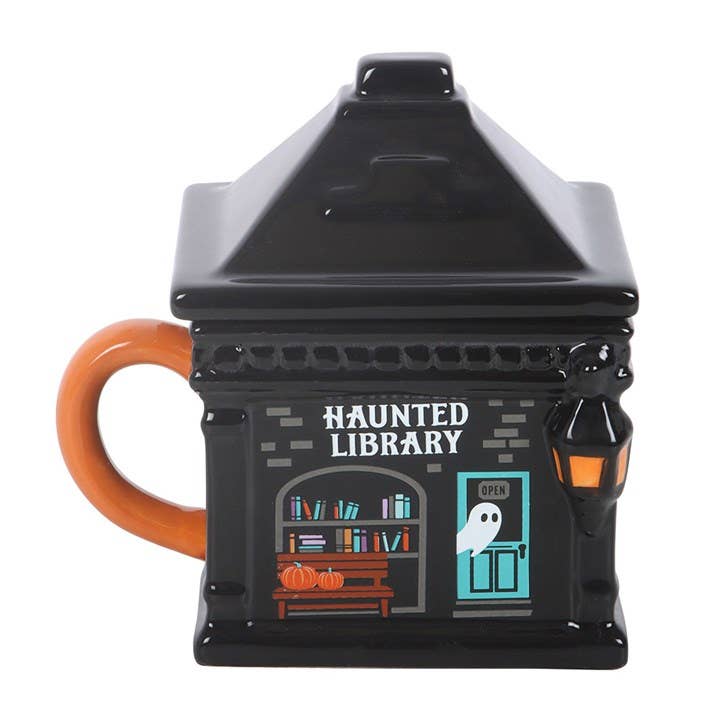 Haunted Library Halloween Lidded Mug