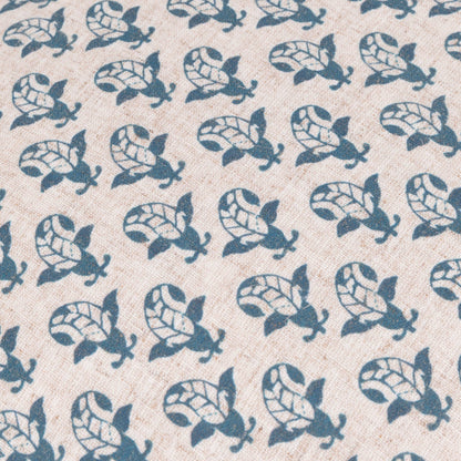 Lulah Block Printed Ruffle Cushion Linen/Blue