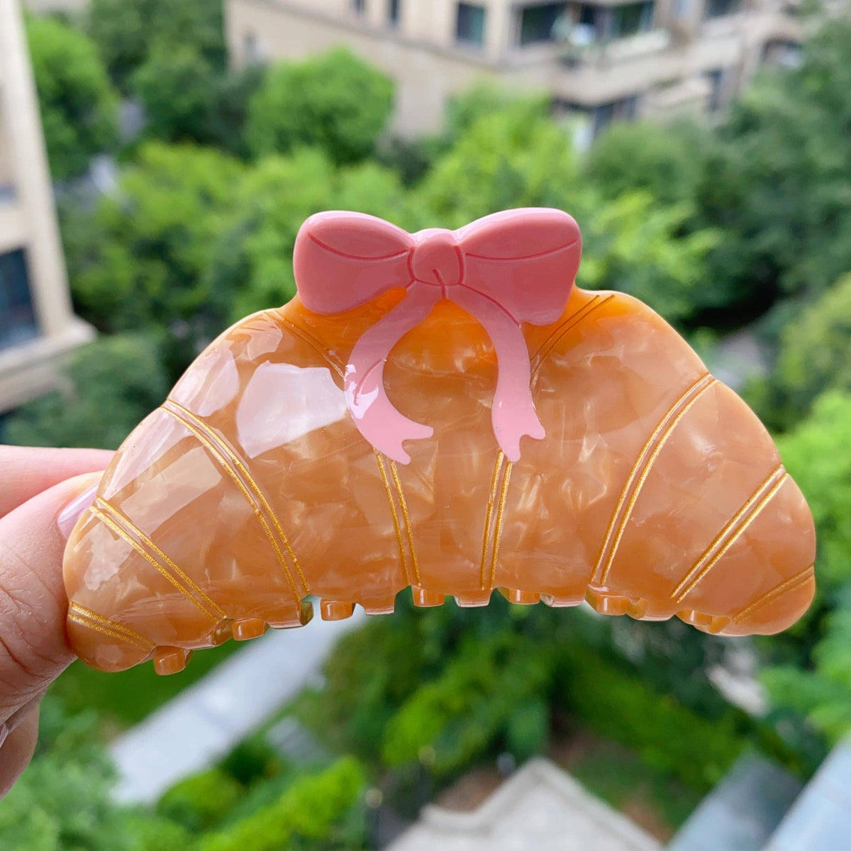 Red Bow Croissant Hair Clip