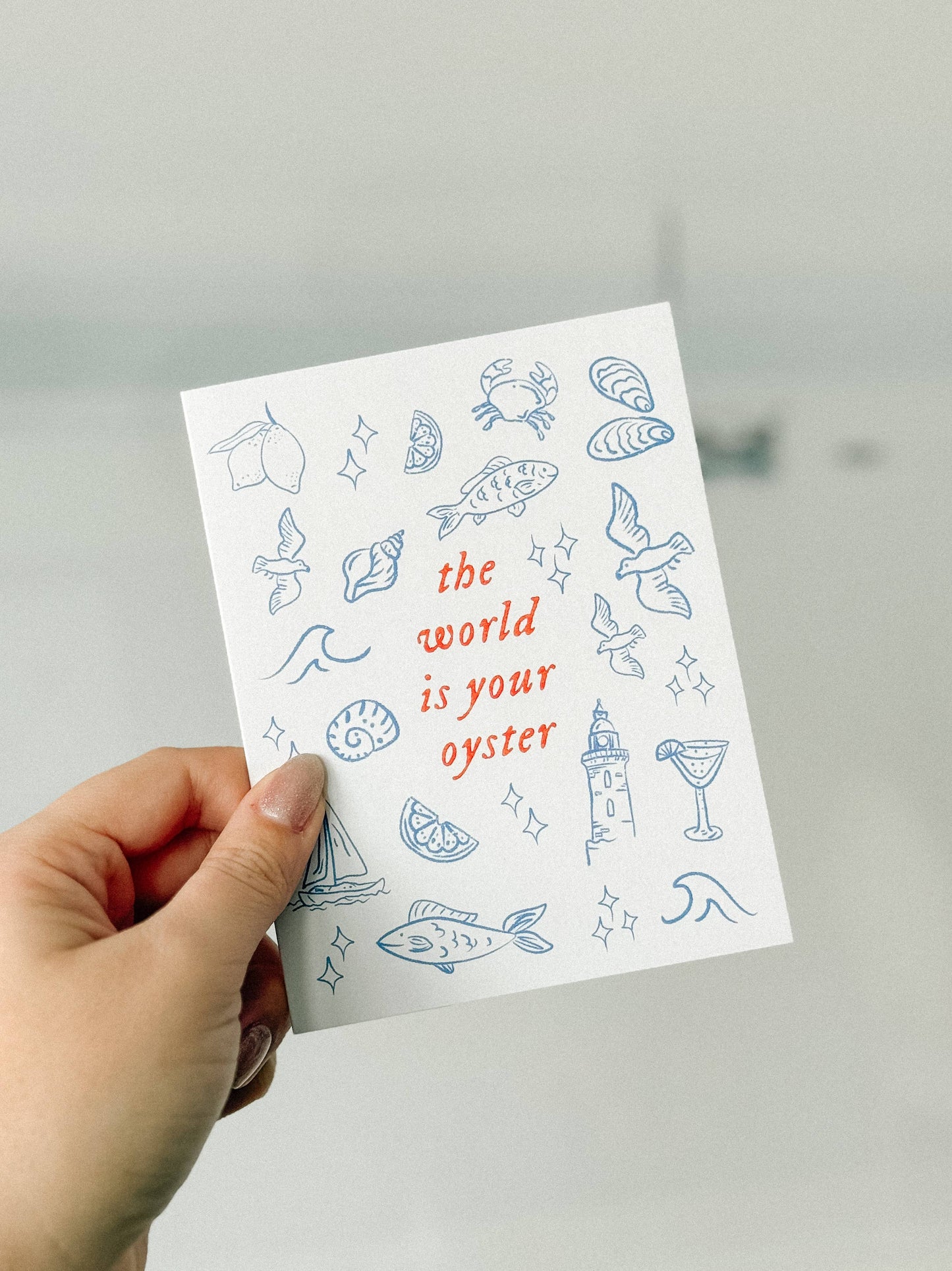 "The World Is Your Oyster" Nautical Coastal Card