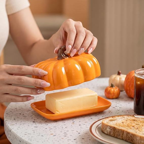 Pumpkin Butter Dish Ceramic
