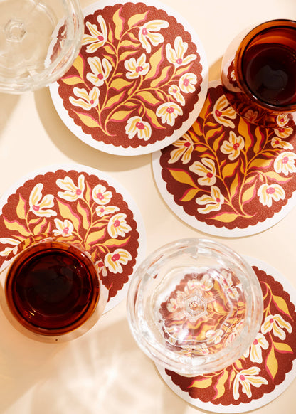 Pumpkin Spice Floral Coasters