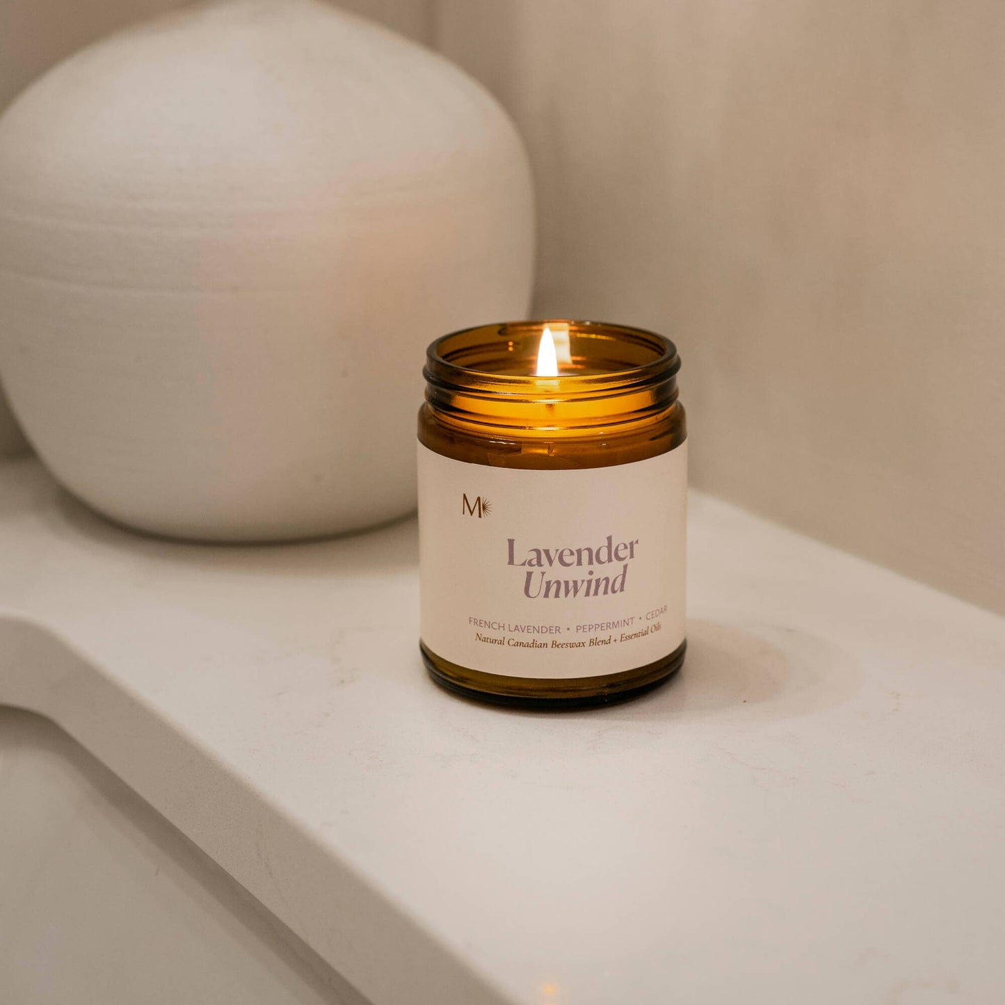 Lavender Unwind 9oz Beeswax Candle