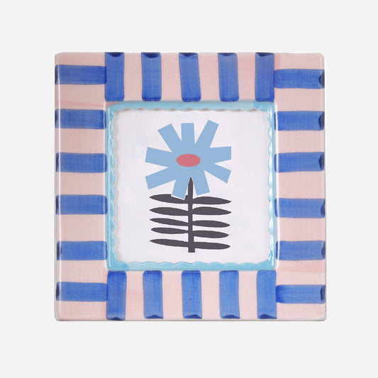Hand-painted Blue Stripe Photo Frame