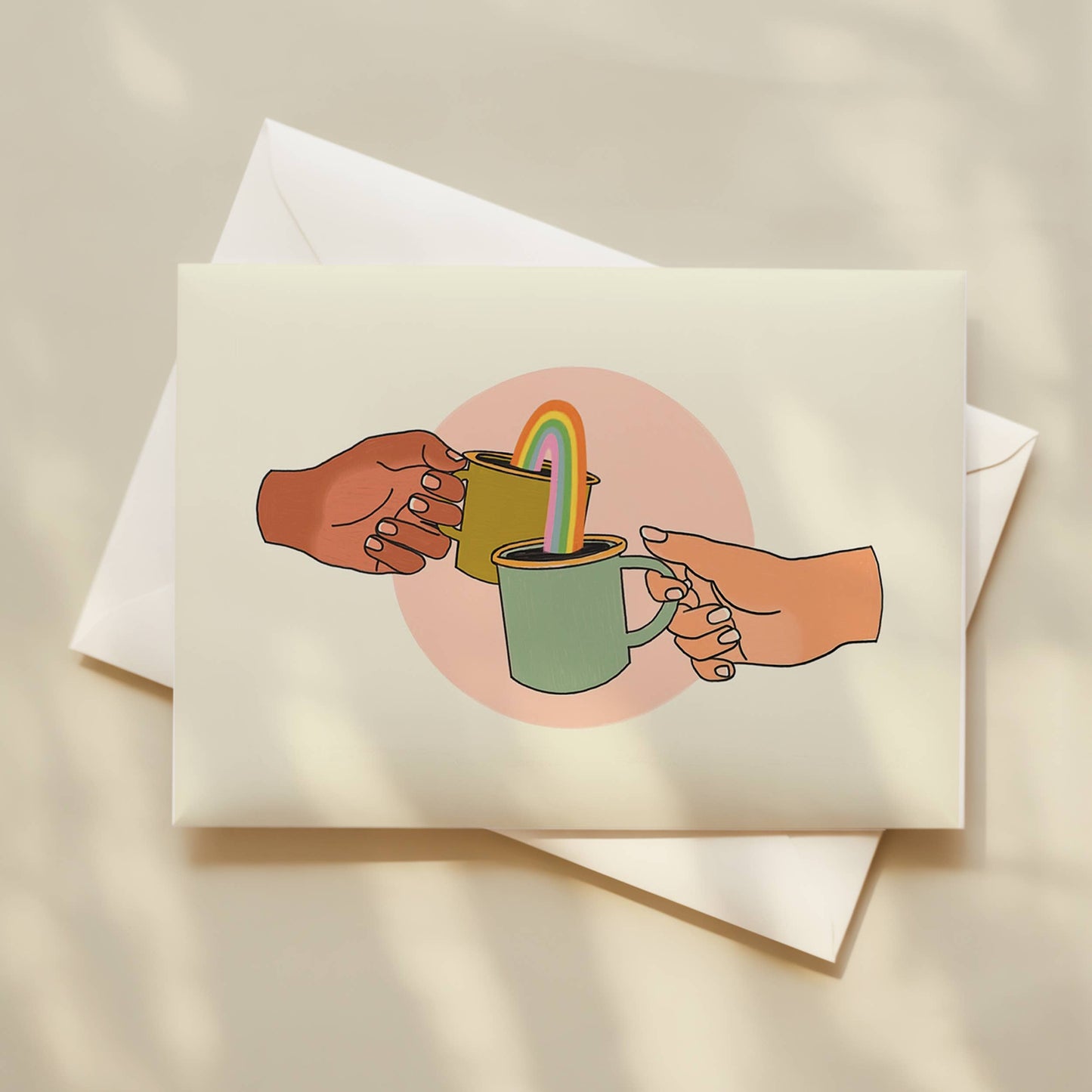 Coffee Cheers Rainbow Celebration Greeting Card