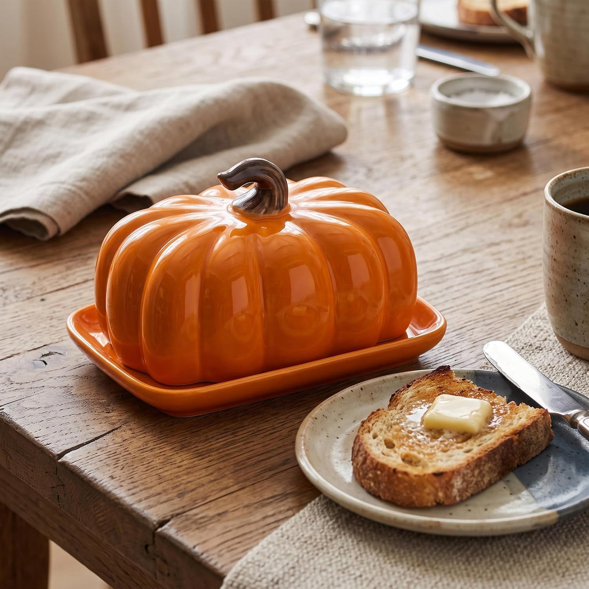 Pumpkin Butter Dish Ceramic