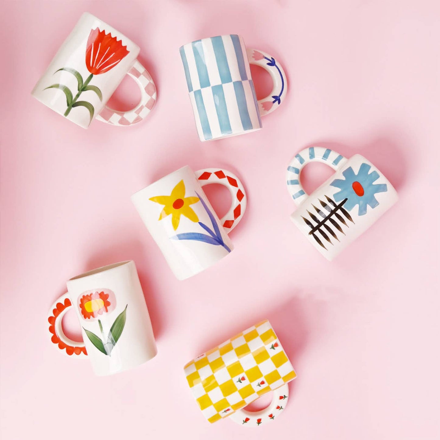 Hand-painted Red Floral Mug