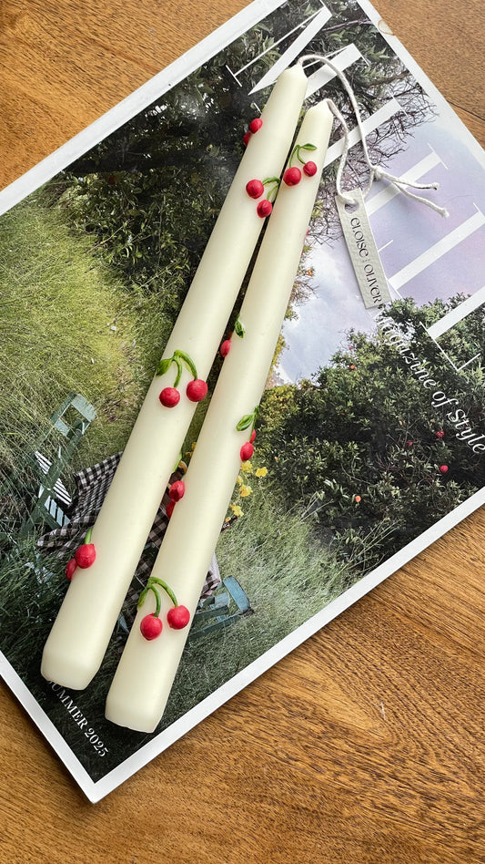 Handpainted Cherry Candlesticks