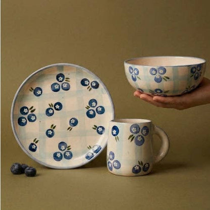 Blueberry Gingham Dessert Plate