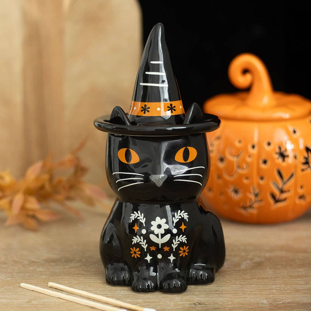 Frightful Folk Black Cat Halloween Oil Burner